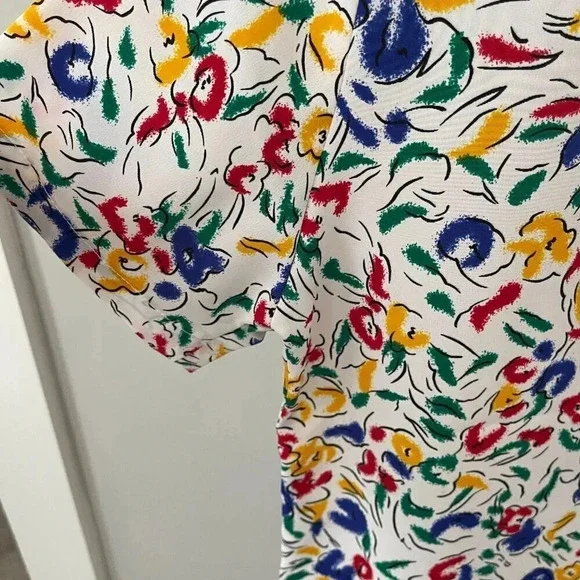 Vintage: Petite Impressions 90s Colorful White Floral Button Up - Size 4 - Picture 14 of 16